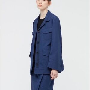 Blue Uniqlo x Jil Sander Women’s Cotton Linen Safari Jacket in size Large